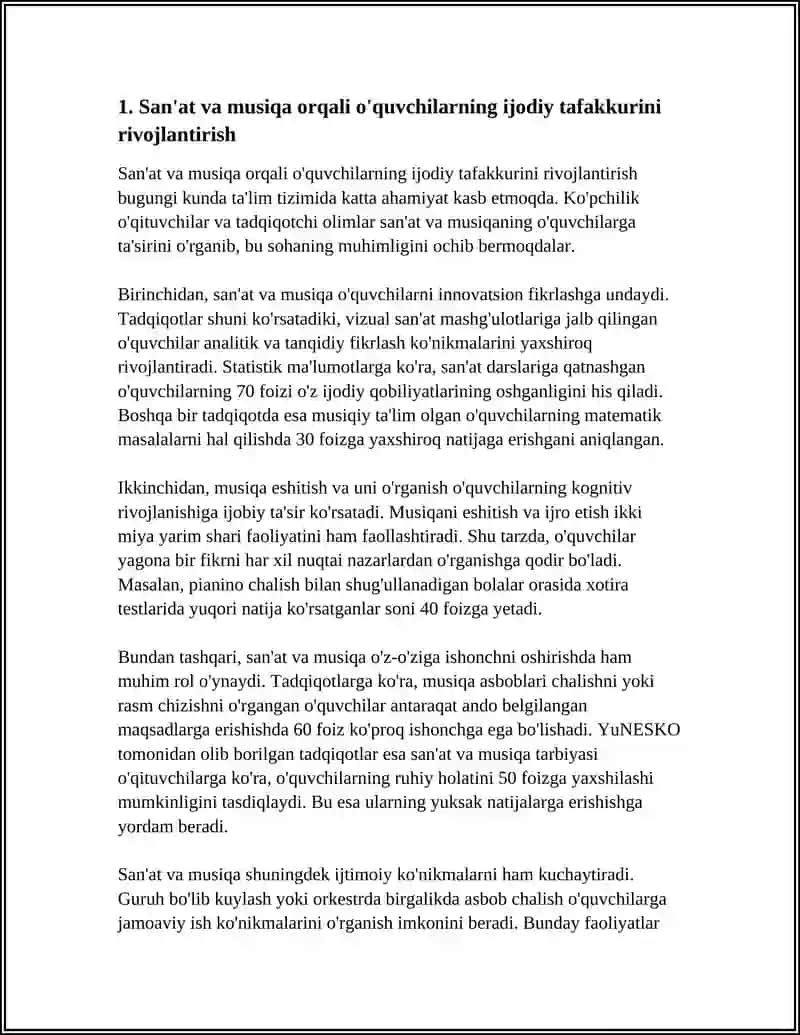 IJODIY RIVOJLANISH SOHASI KOMPETENSIYALARINI SHAKLLANTIRISHDA SAN'AT VA MUSIQANING ROLI 3