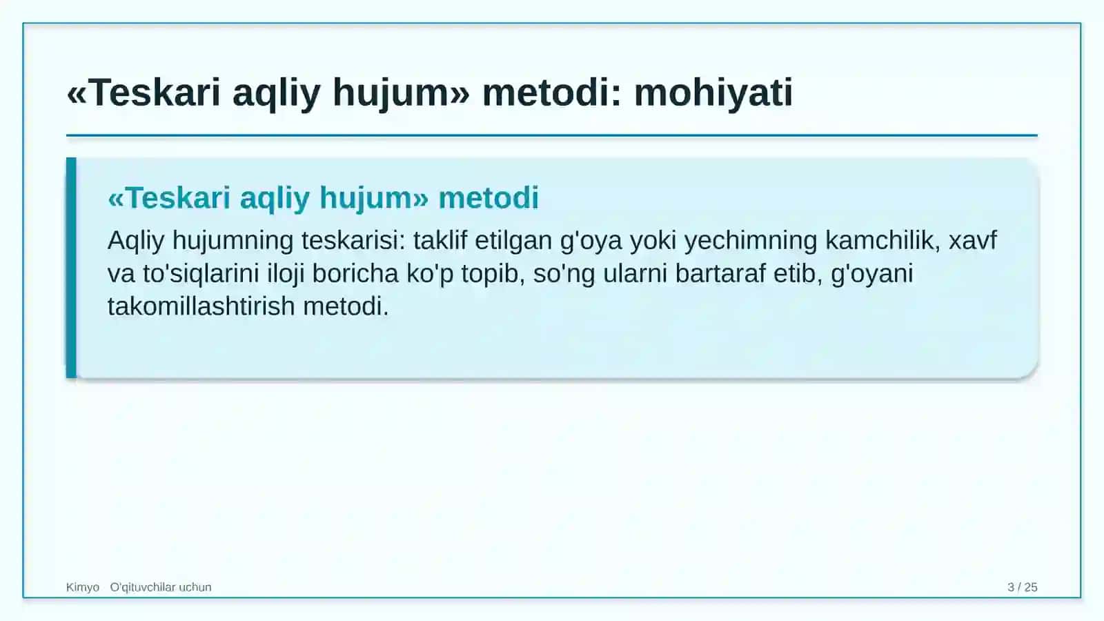 kimyo darslarida teskari aqliy hujum metodidan foydalanish 6972 3