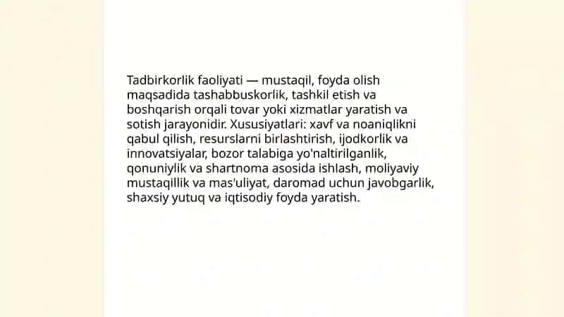 Tadbirkorlik faoliyati, tadbirkorlik kapitali va uning aylanish. 3