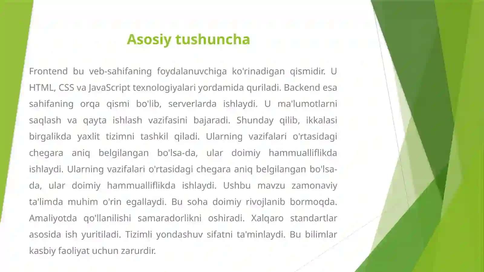 FRONTEND VA BACKEND DASTURLASH TEXNOLOGIYALARINING FARQI 3
