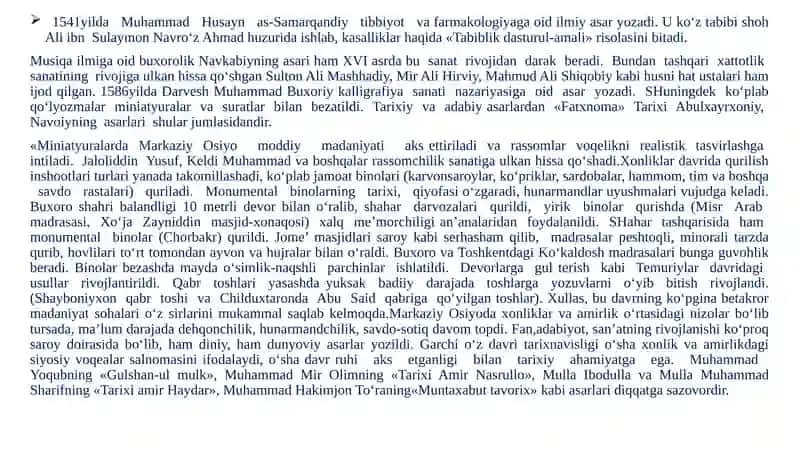 XIX asrning ikkinchi yarmi - XX asr boshlarida O‘rta Osiyo xalqlari madaniyati. Jadidchilik. 3