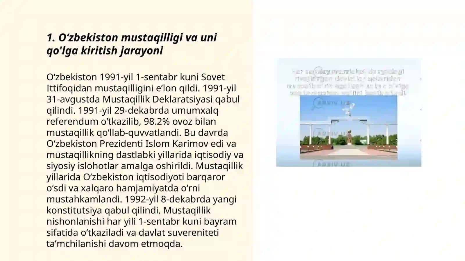 Oʻzbekistonning oʻziga xos istiqlol va taraqqiyot yoʻli 3