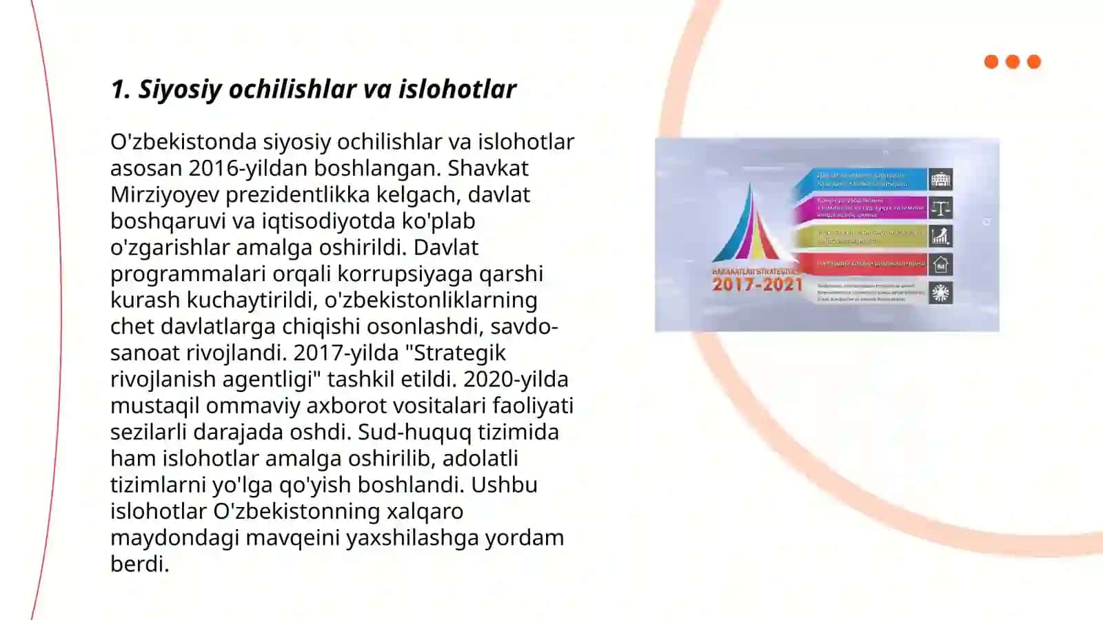 O'zbekistonda siyosiy ochilishlar va islohotlar 3