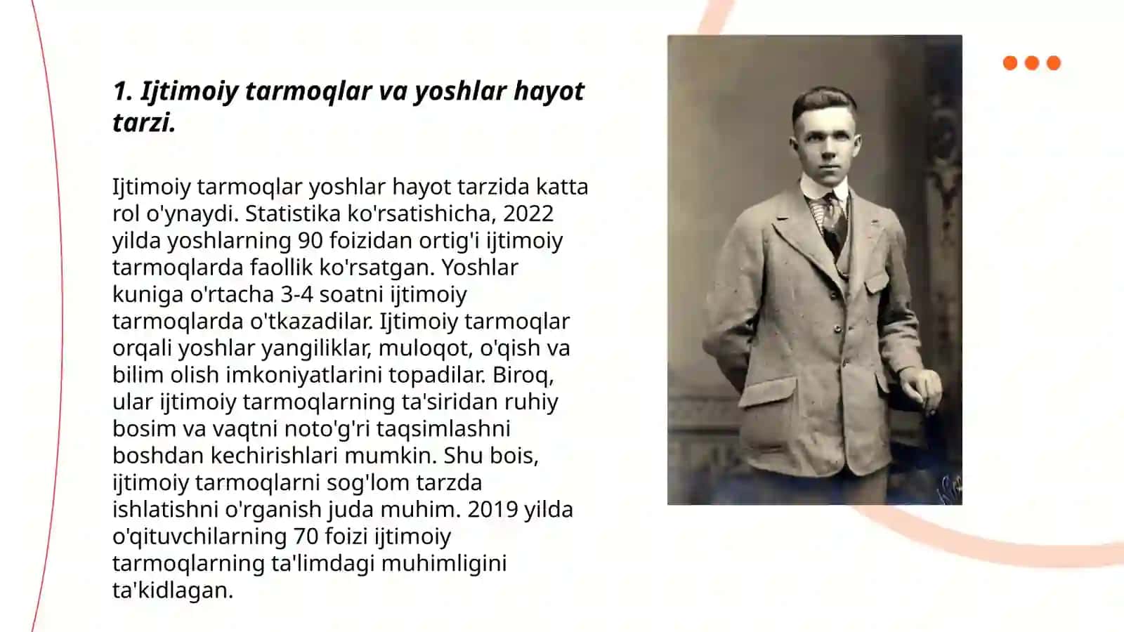 Jamiyatda ijtimoiy tarmoqlar dan foydalanish da yoshlarning ijtimoiy hayoti 3