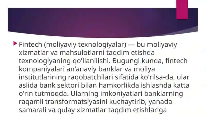 Fentej kompaniyalar tomonidan taklif etilayotgan ish va innovatsiyalarning o'ziga xos xususiyatlarini taxlil qilish 3