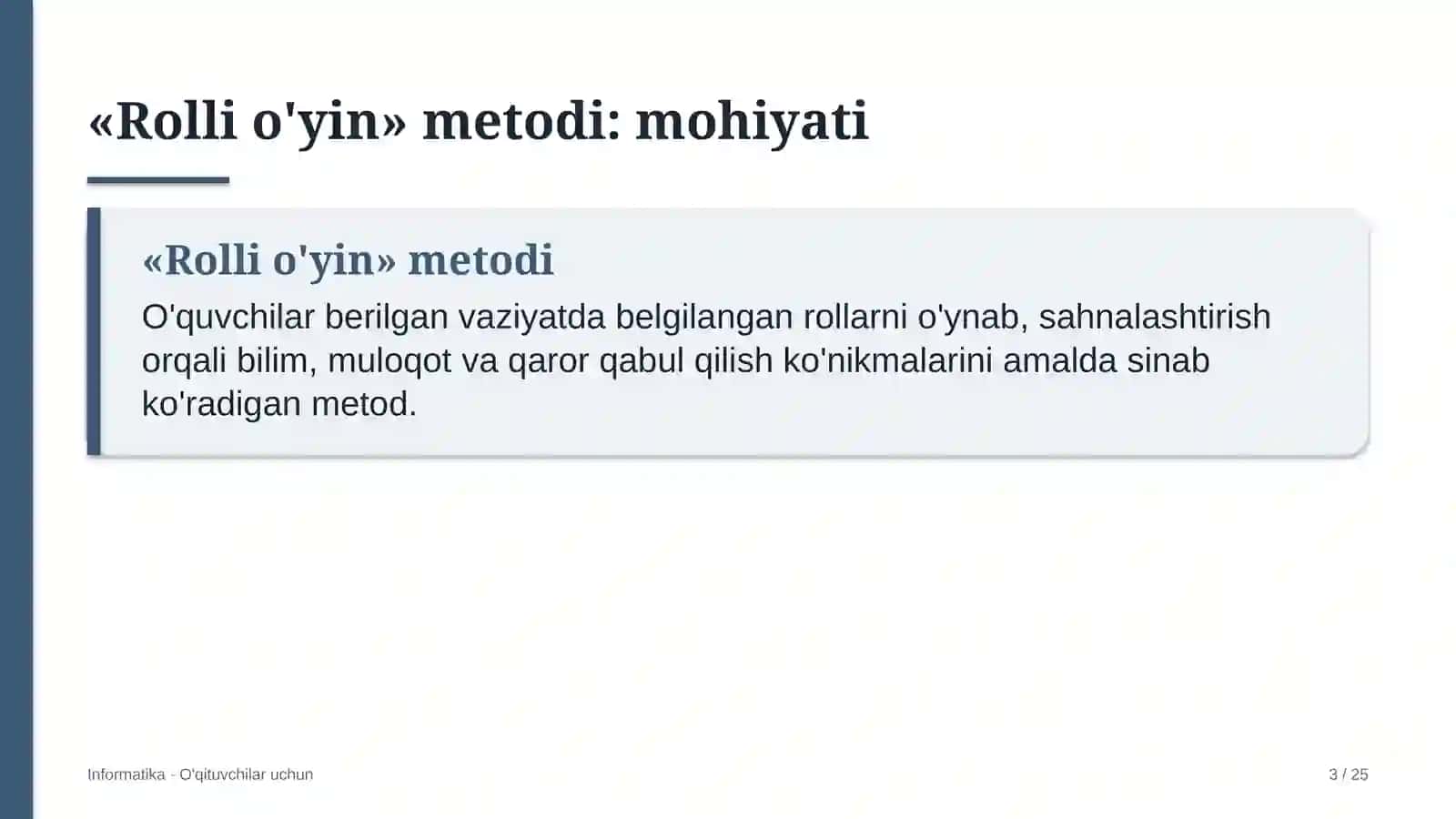 informatika darslarida rolli o'yin metodidan foydalanish 8729 3