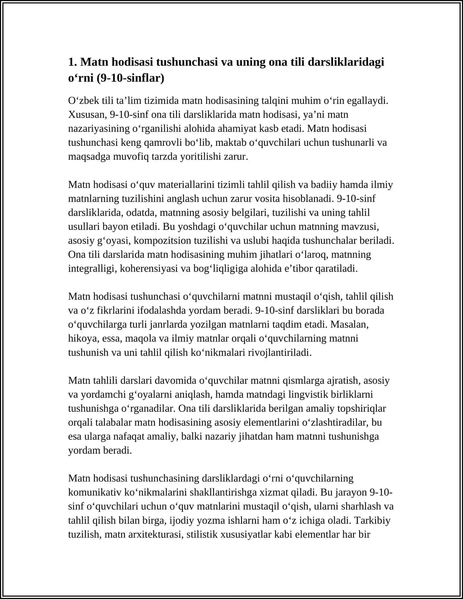 MAKTAB ONA TILI DARSLIKLARIDA MATN HODISASINING TALQINI (9-10-SINFLAR) 3