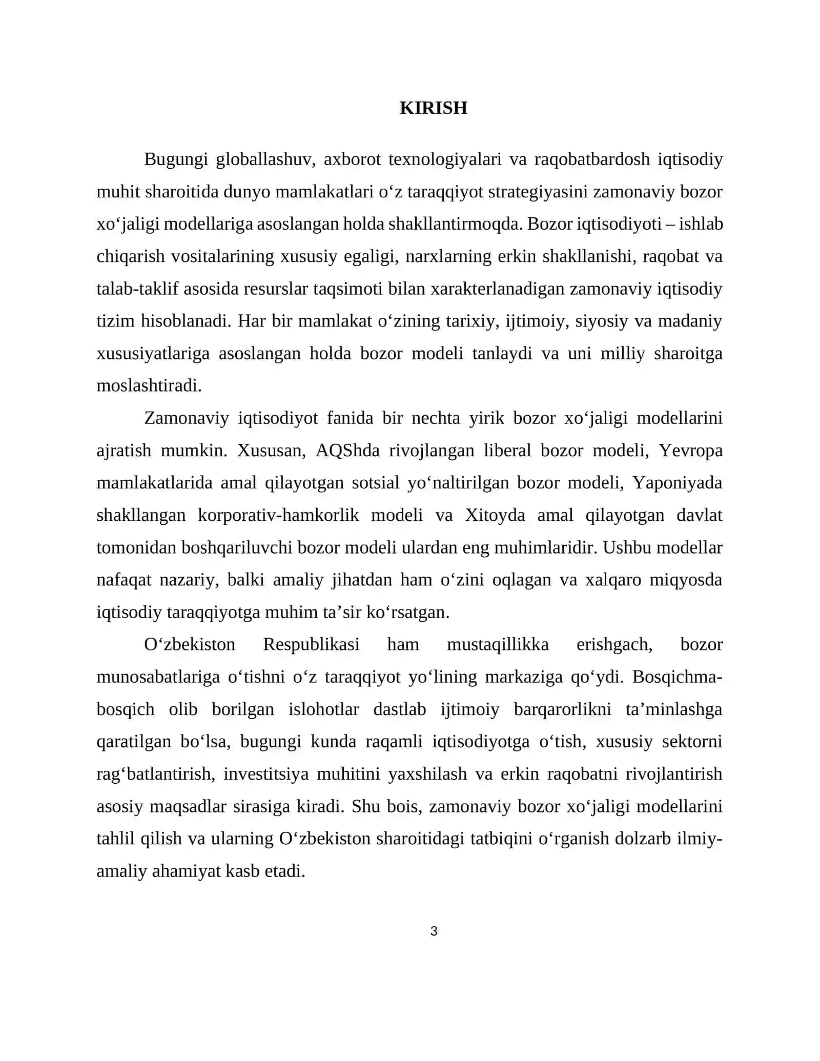 Bozor xo‘jaligi modelining tushunchasi va zarurati 3