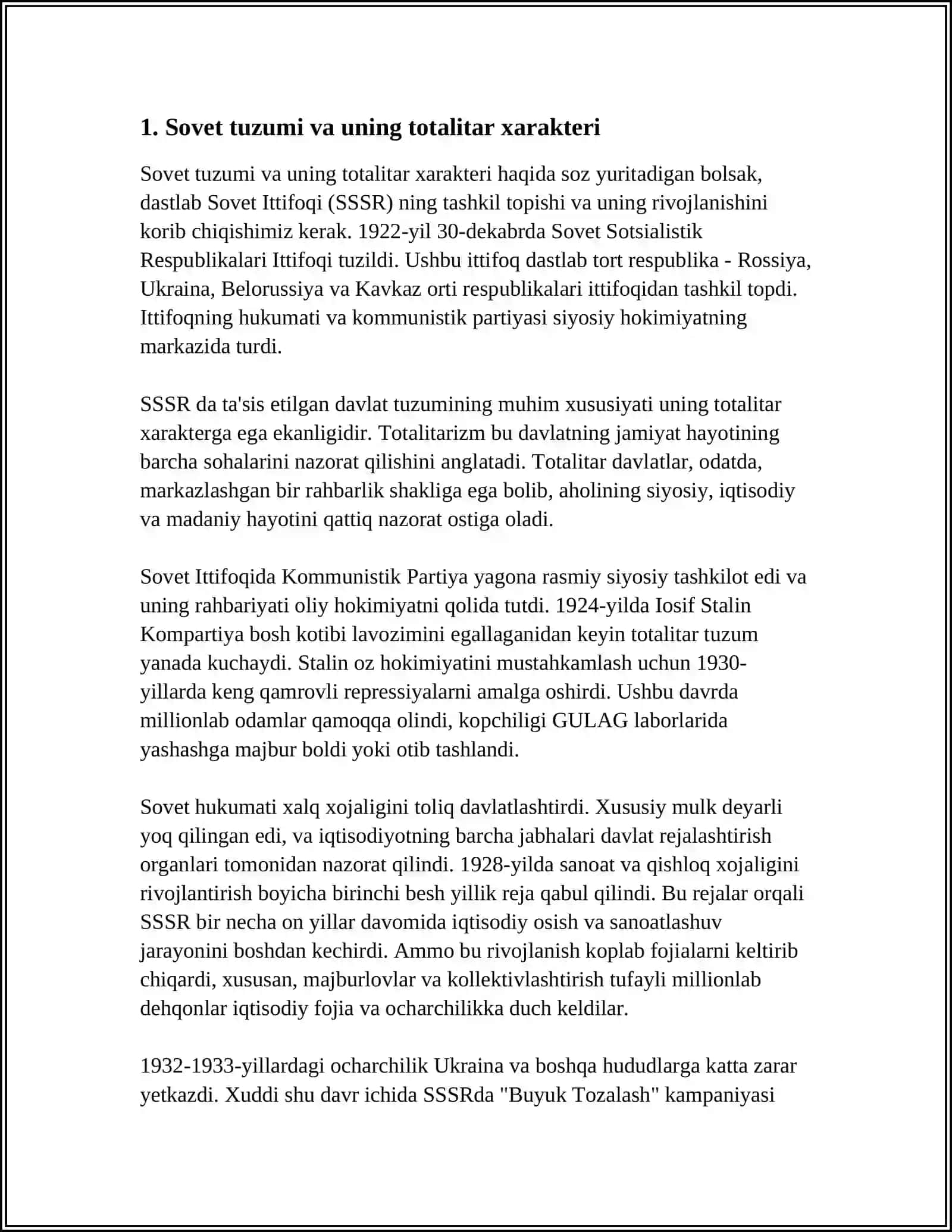 1917-1953-YILLARDA MUSTABID SOVET TUZUMINING O'ZBEKISTONDAGI QATAG'ONCHILIK SIYOSATI VA UNING ASORATLI OQIBATLARI 3