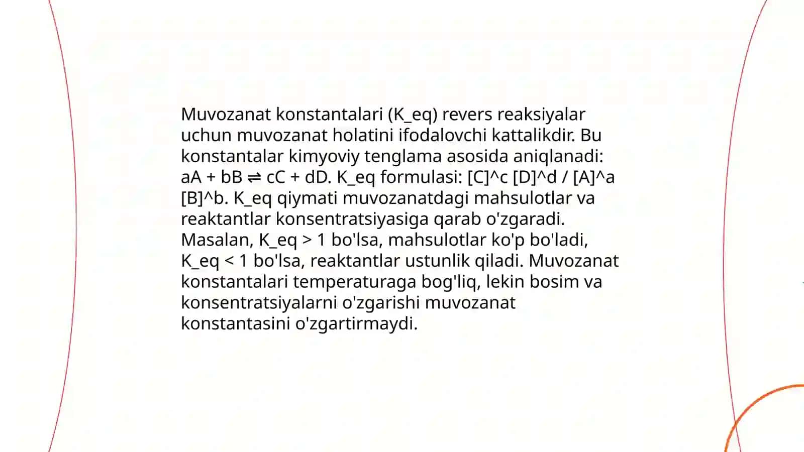 Muvozanat konstantalari (termodinamik konsentratsion va shartli) orasidagi bog'liqlik 3