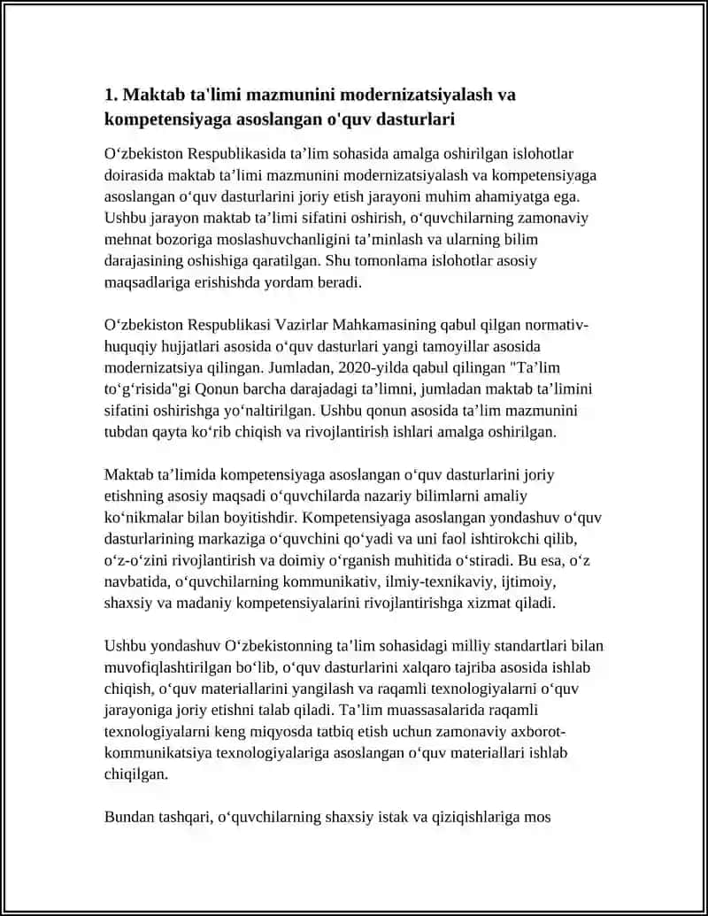 O‘ZBEKISTON RESPUBLIKASIDA TA'LIM SOHASIDA AMALGA OSHIRILGAN ISLOHOTLAR 3