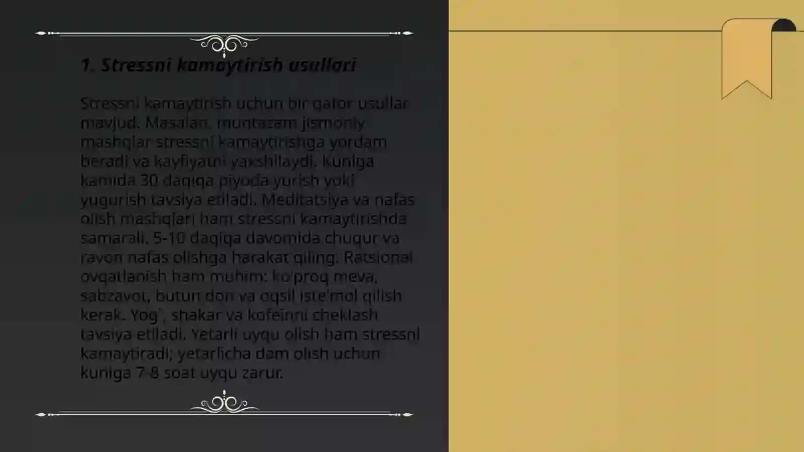 Stressni kamaytirish usullari 3
