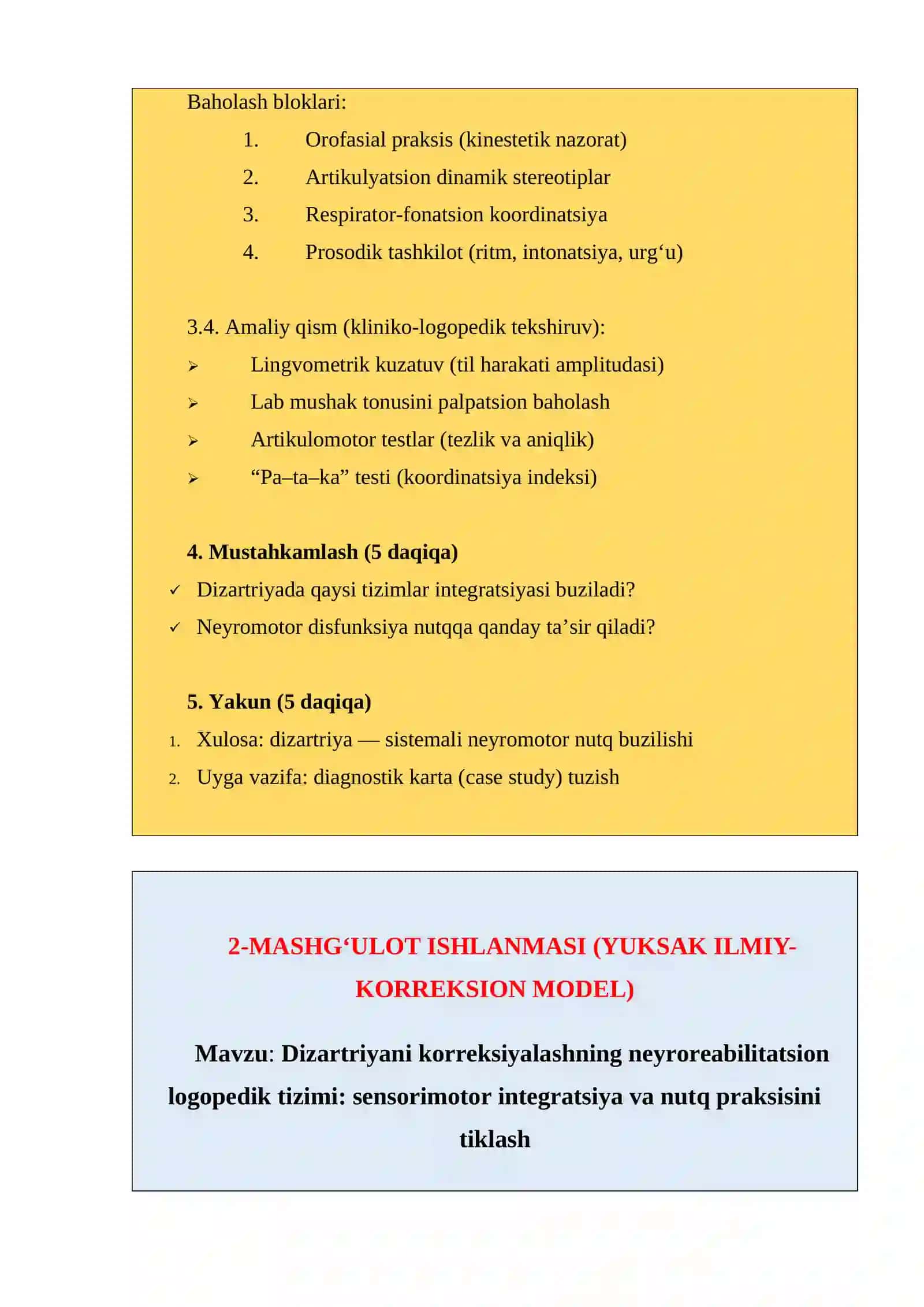 DIZARTRIYA BARTARAF ETISHDA LOGOPEDIK ISHLAR 3