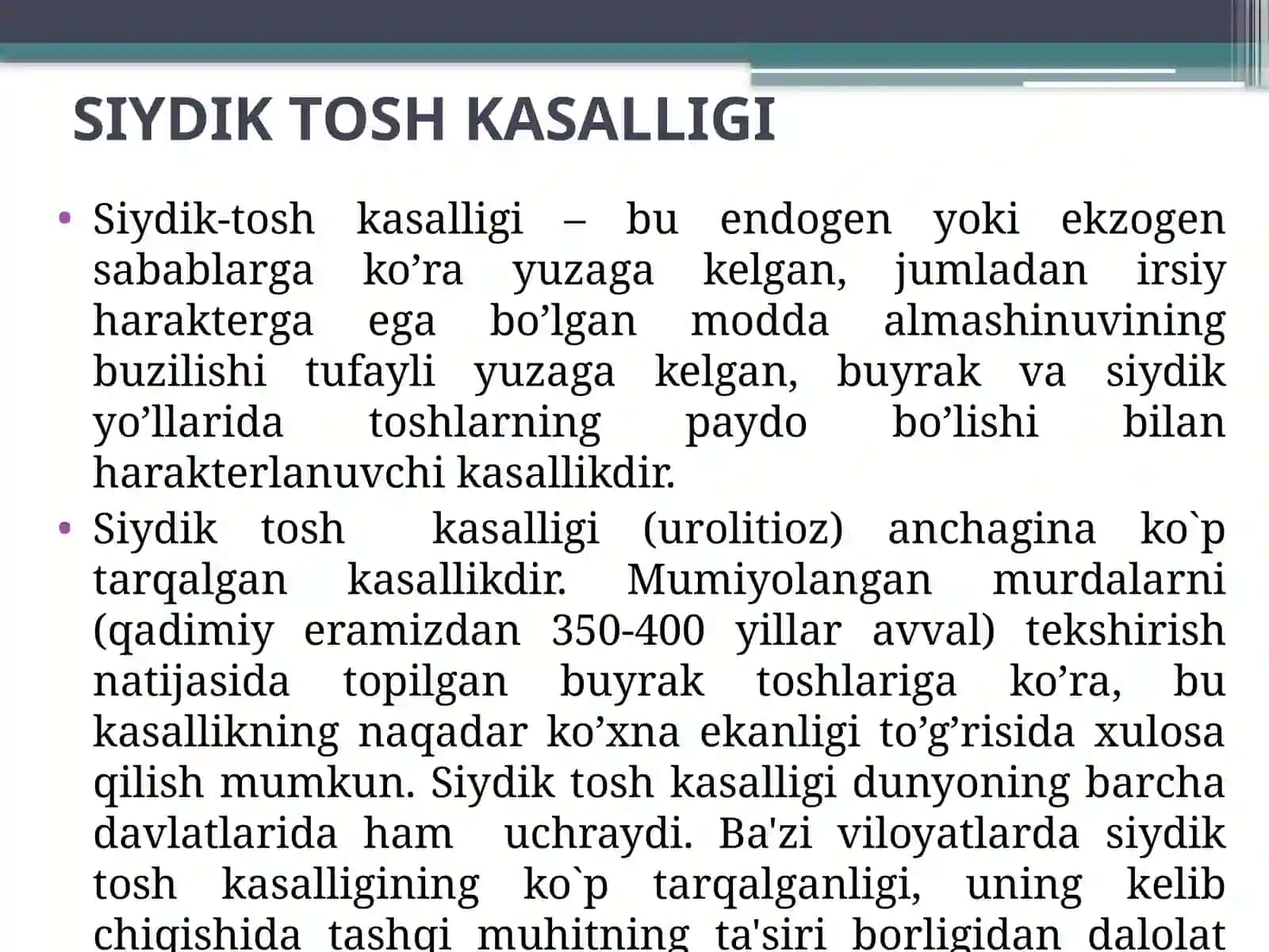 SIYDIK TOSH KASALLIGI 3