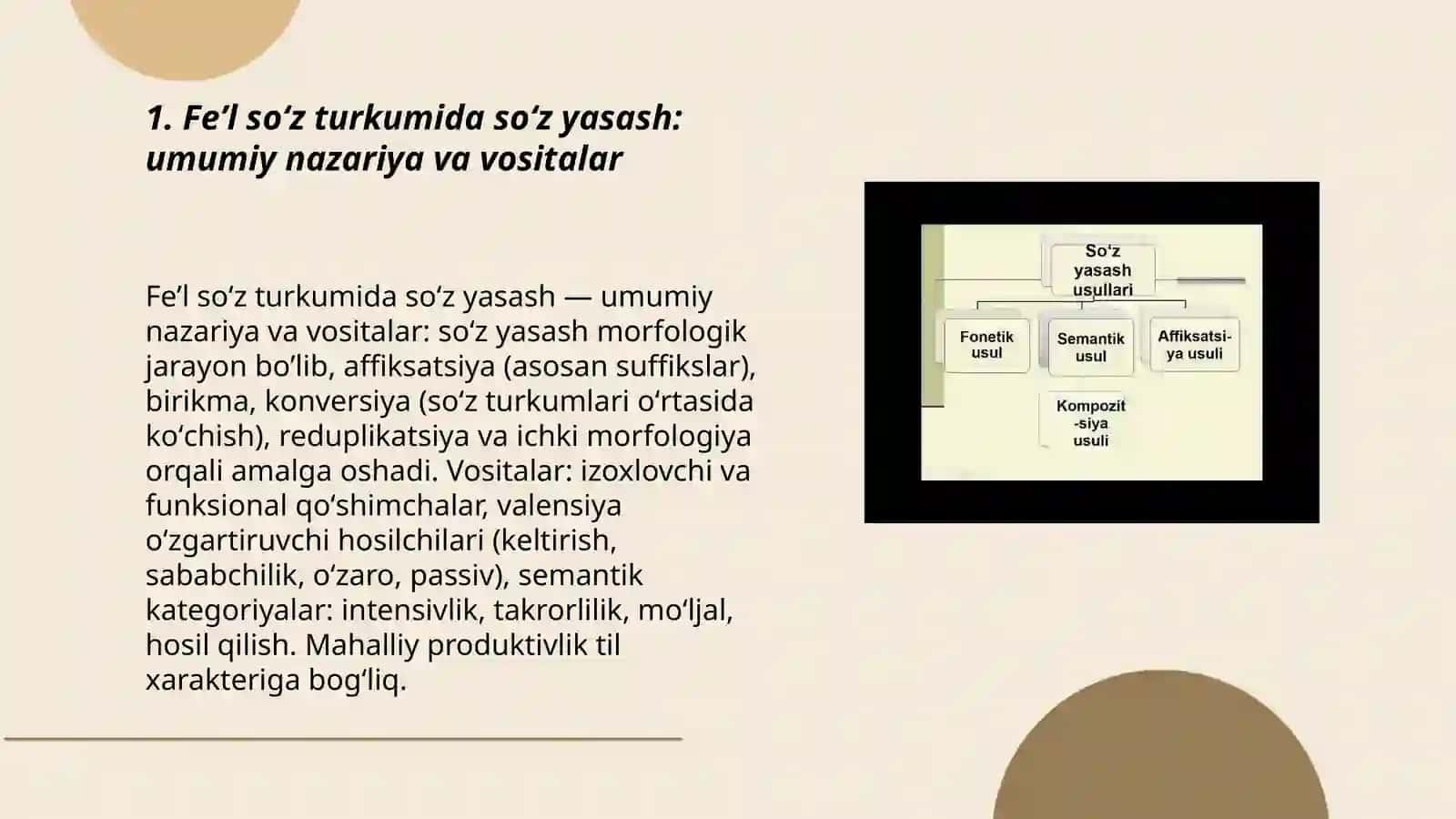Feʼl soʻz turkumida soʻz yasalishi 3