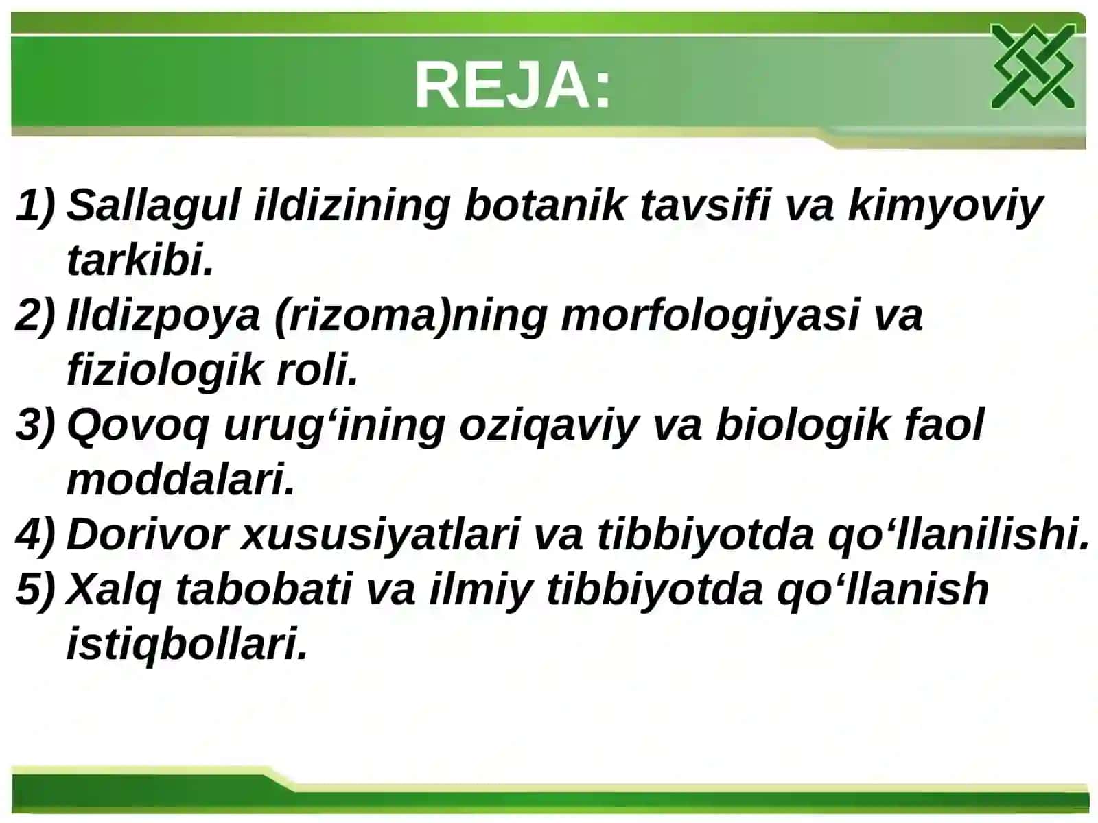 Sallagul ildizi, ildizpoyasi va qovoq urug‘i 3