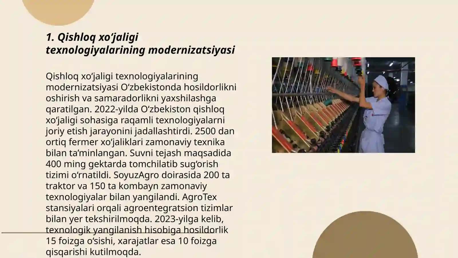 Qishloq xo‘jaligi texnologiyalarining modernizatsiyasi 3