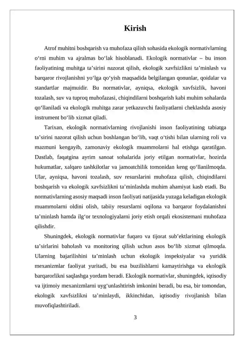 ATROF MUHITNI BOSHQARISHDA EKOLOGIK NORMATIVLARNING O’RNI 3
