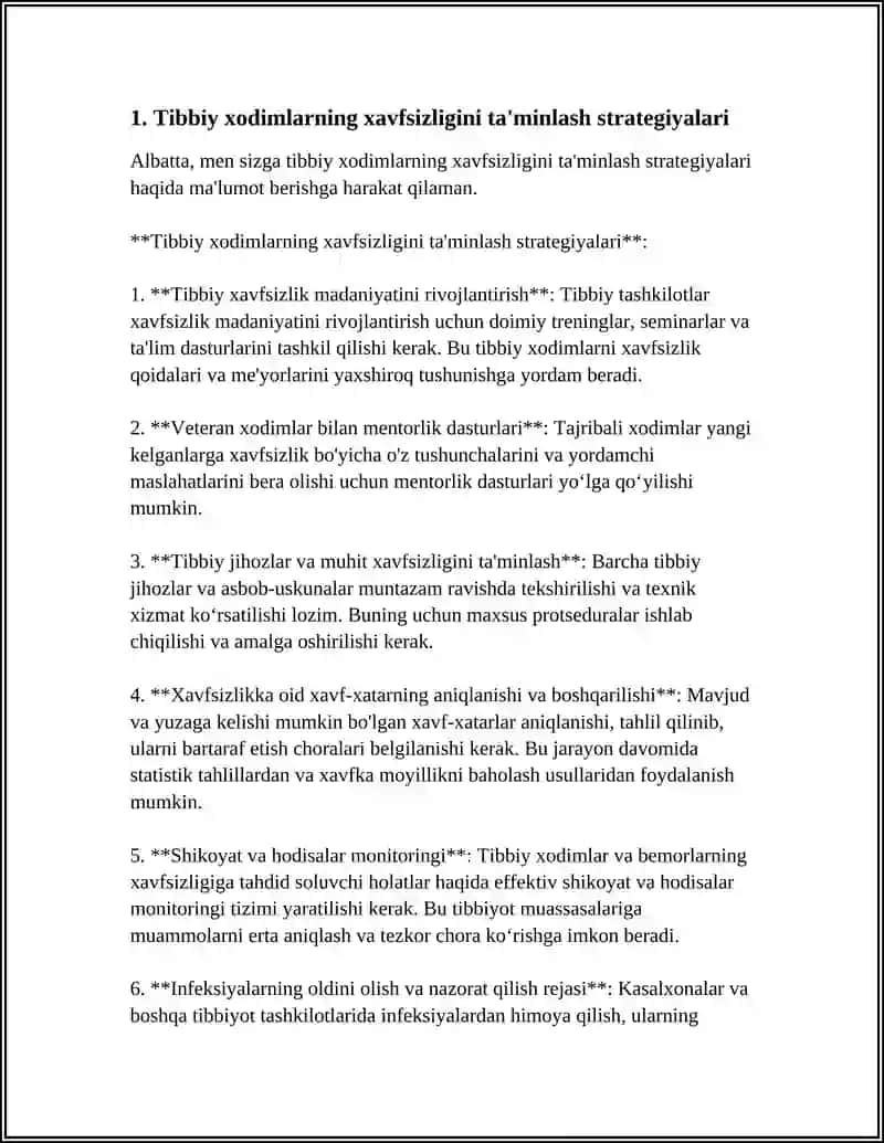 Tibbiy Xodim Xavfsizligi va Bemorlar Xavfsizligi 3