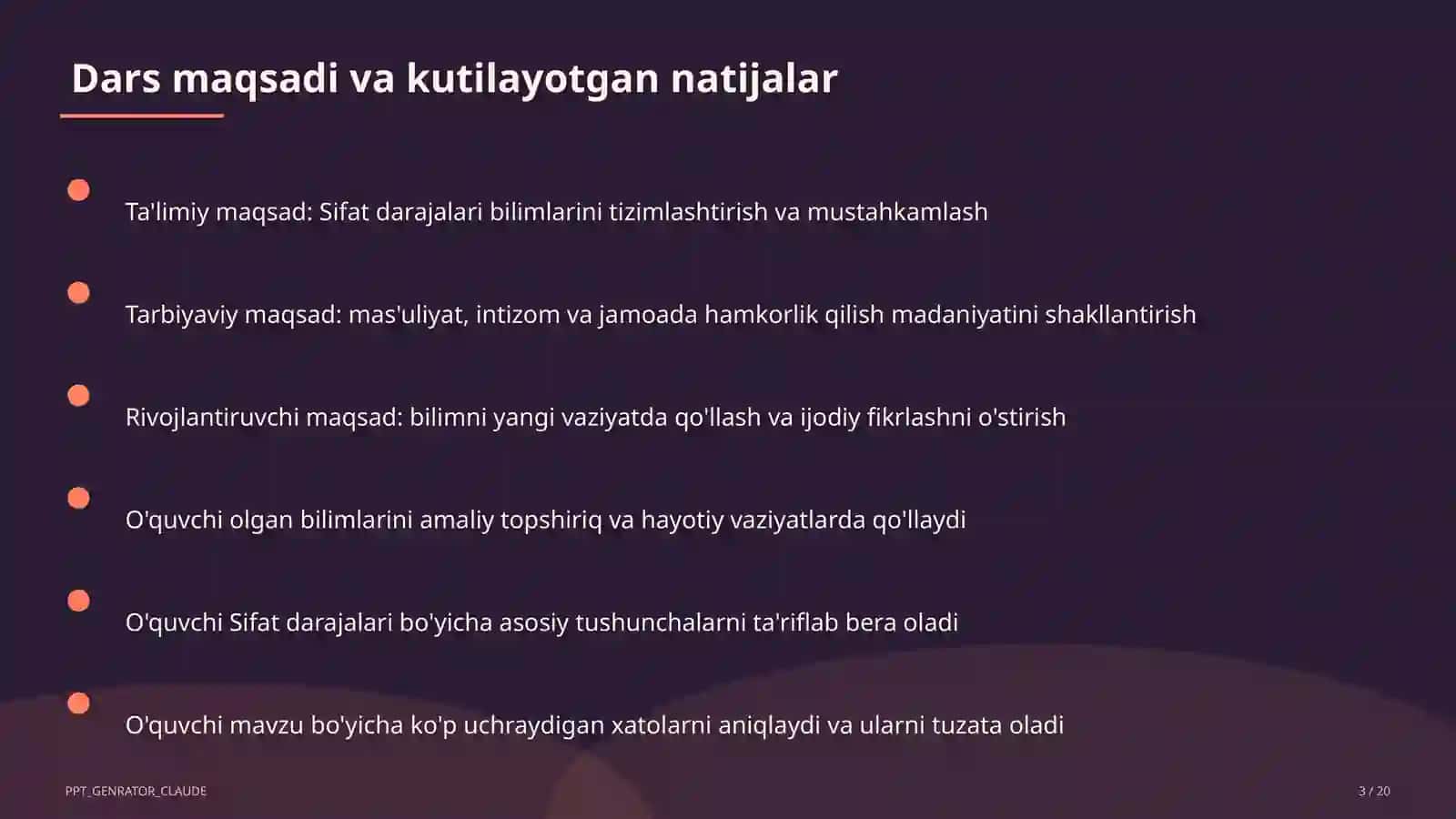 Sifat darajalari (6-sinf) 3