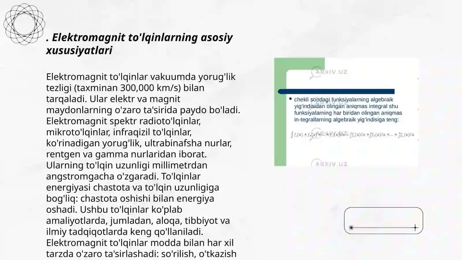 Elektromagnit to'lqinlar uchun integral va differensial tenglamalari 3