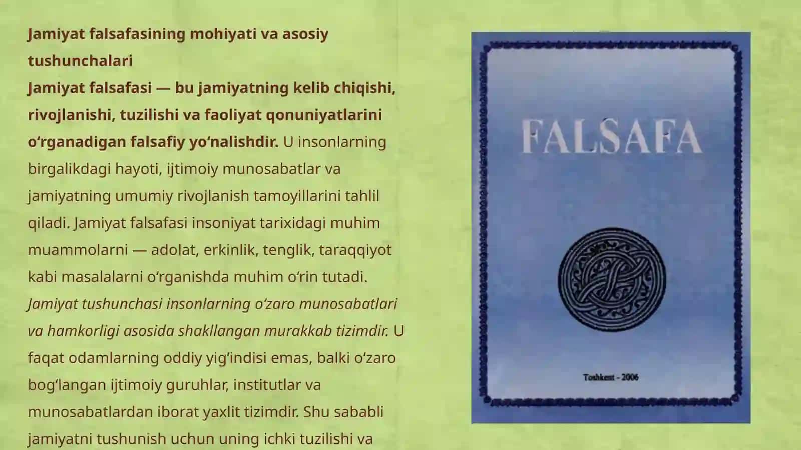 Jamiyat falsafasi.Tarix falsafasi, sivilizatsiya va madaniyat 3