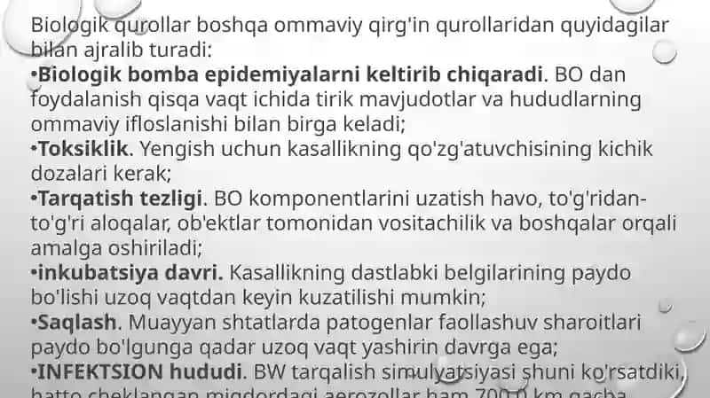 Bakteriologik(Biologik) vositalar bilan zararlangan o‘choqda epidemiyaga earshi chora tadbirlar 3