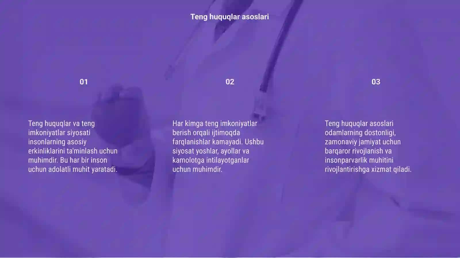 Teng huquqlar va teng imkoniyatlar siyosati 3