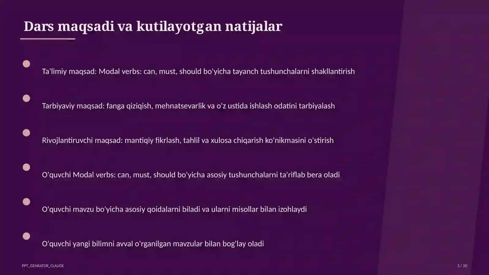 Modal verbs: can, must, should (7-sinf) 3