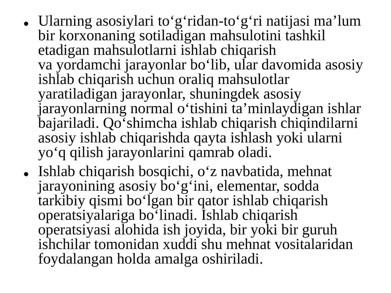IV-Amaliy mashg’ulot, Ishlab chiqarish omillari va ishlab chiqarish jarayoni 3