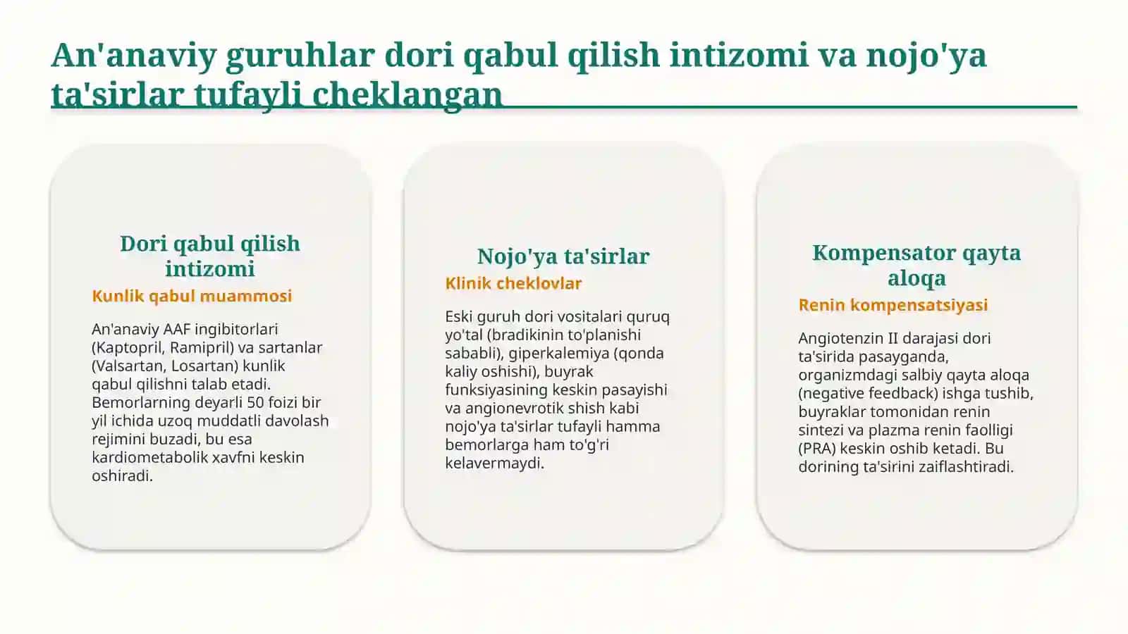 Renin–angiotenzin tizimiga ta’sir qiluvchi yangi dori vositalari | 15 slayd 3
