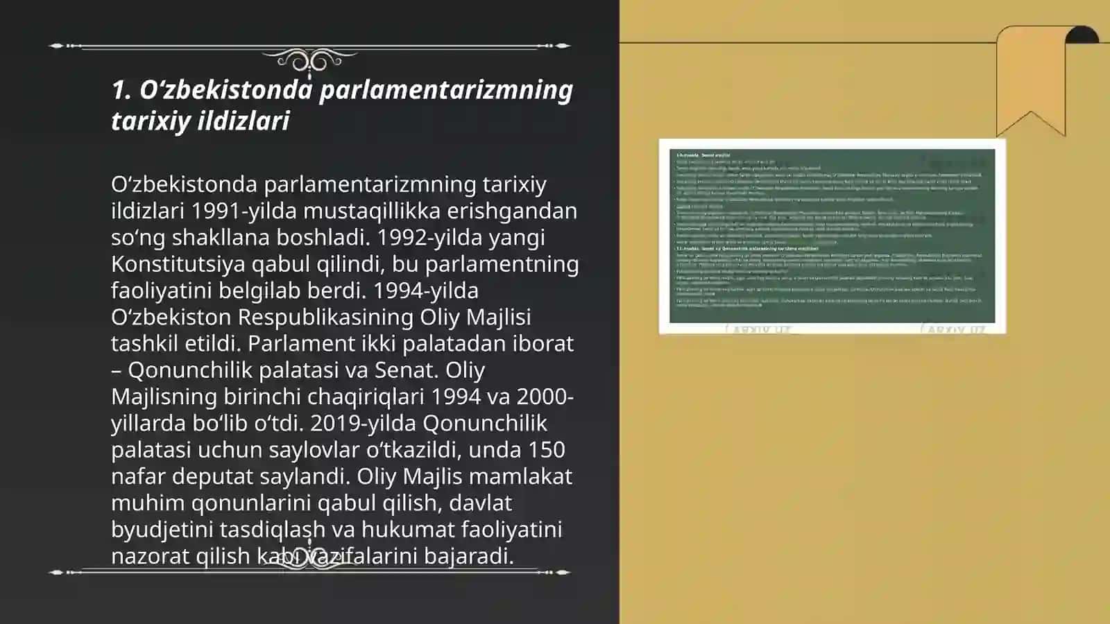 Oʻzbekistonda parlamentarizm asoslarining shakllantirilishi va rivojlanishi 3
