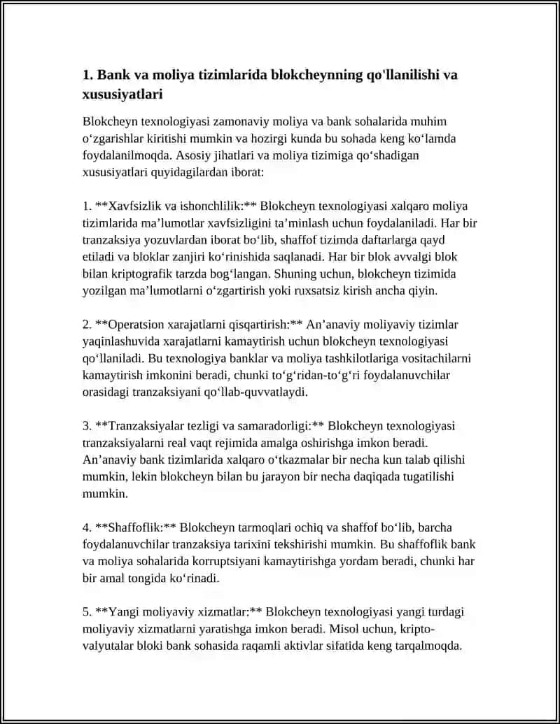 BLOKCHEYN TEXNALOGIYASIDAN FOYDALANISH XUSUSIYATLARI 3