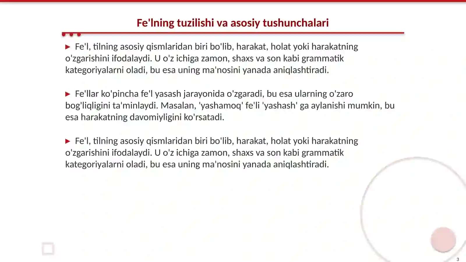 Fe'lning tuslanishi. Fe'l yasalishi 3
