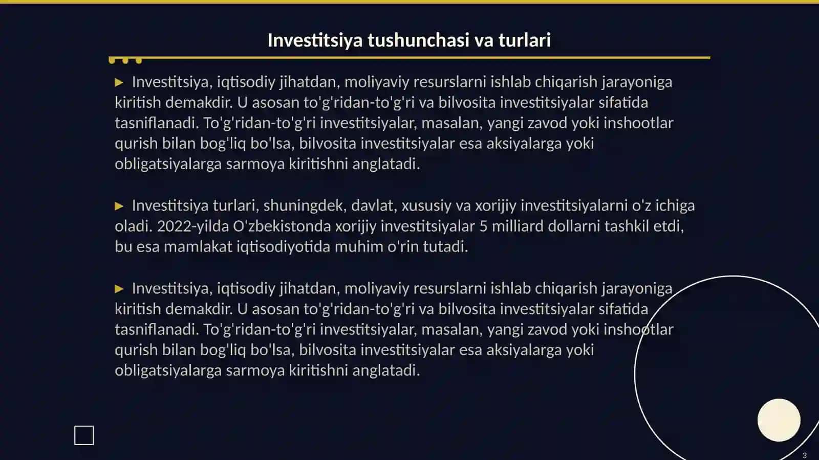 Investitsiya tushunchasini uning mohiyatini va milliy iqtisodiyotdagi ahamyatini òrganish 3