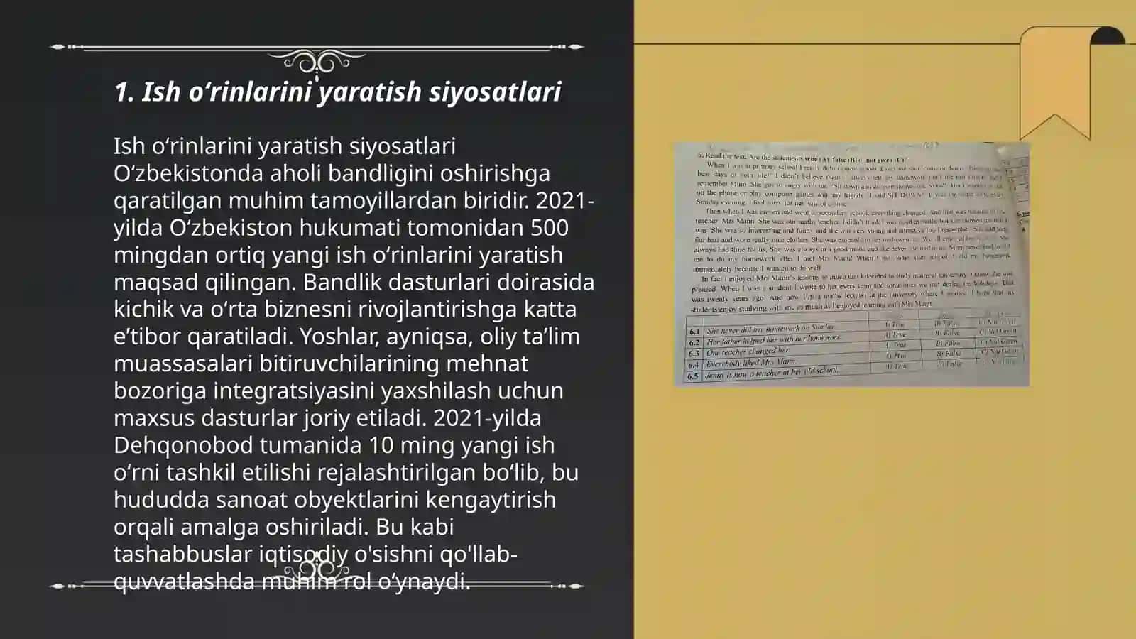 Ish oʻrinlarini yaratish siyosatlari 3