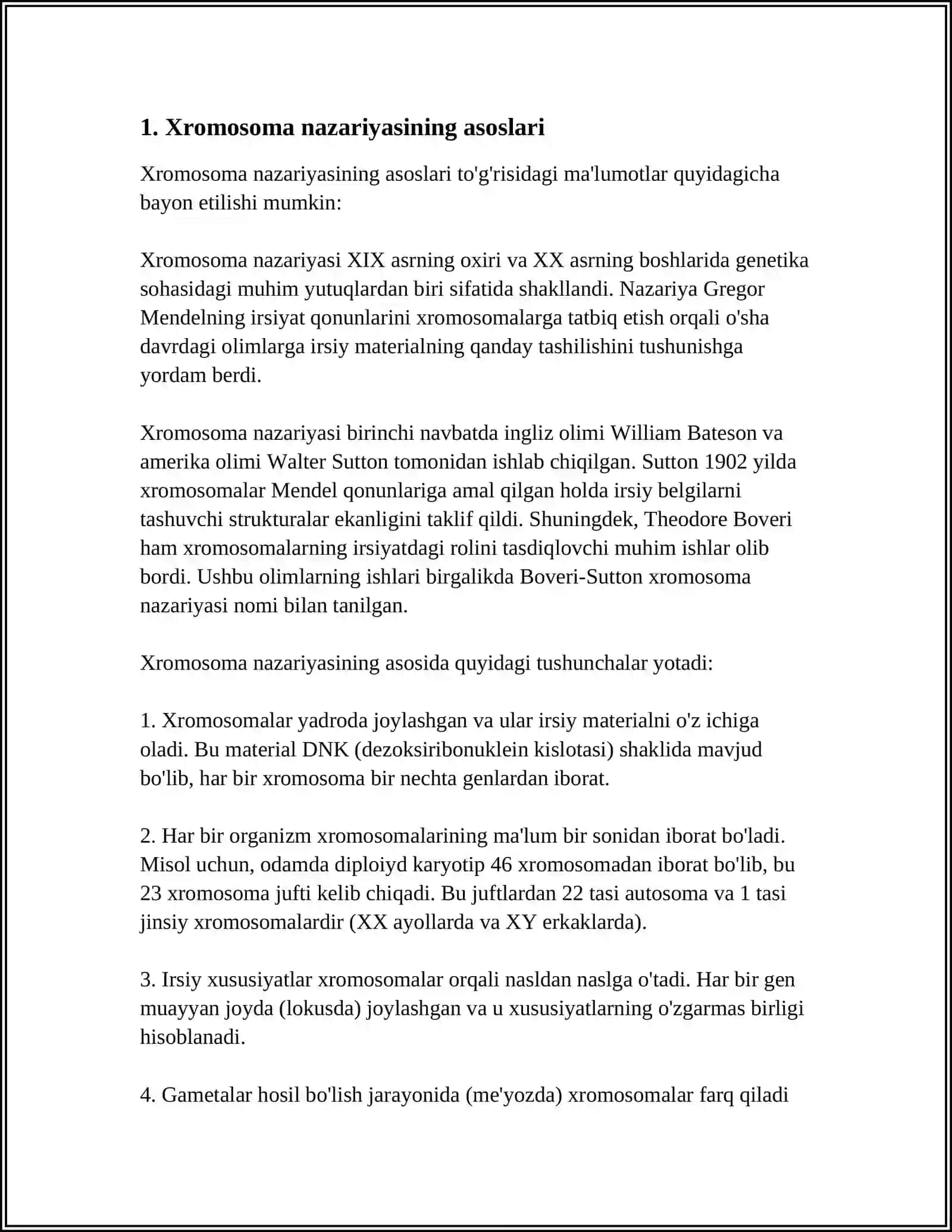 IRSIYATNING XROMOSOMA NAZARIYASI T.G.MORGAN GENLARNING BIRIKISH HOLATI KROSSINGOVER 3