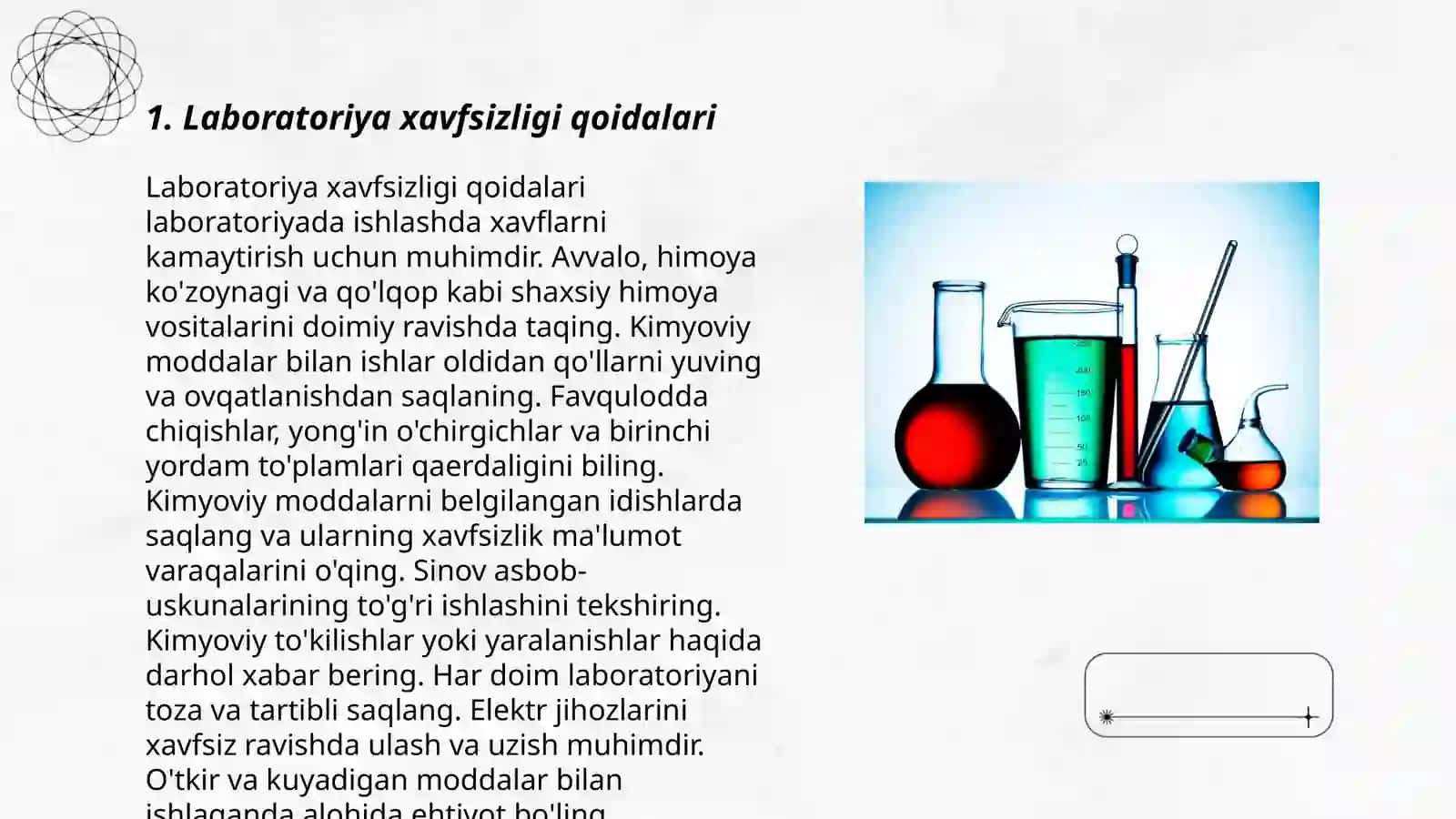 Laboratoriya ishlarini bajarish bo'yicha uslubiy qo‘llanmalar va tegishli o‘quv qo'llanmalaridan foydalanib 3