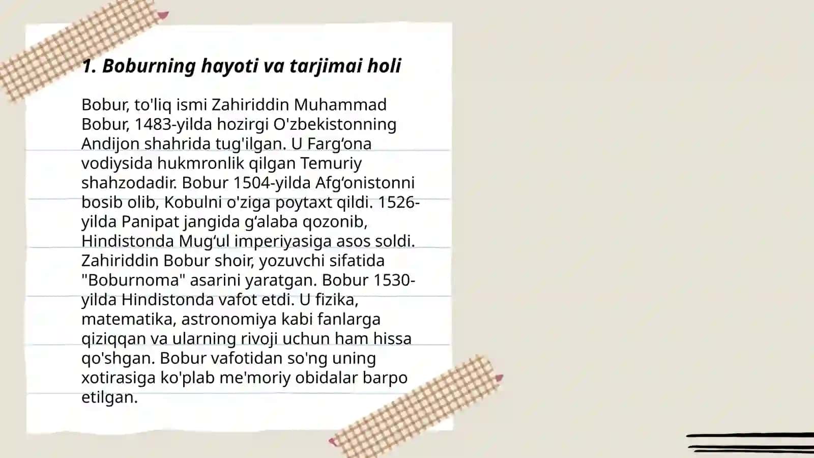 Zahiriddin Muhammad Boburning hayoti va tarjimai holi 3