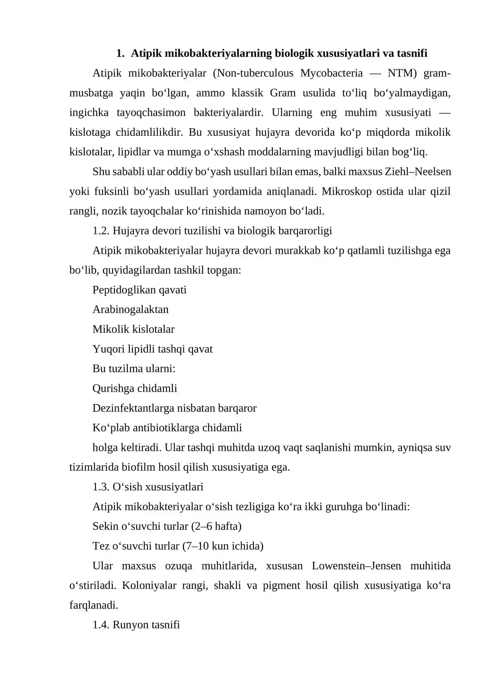 ATIPIK MIKO BAKTERIYALAR VA ULARNI AMALIYOTDAGI AHAMIYATI 3