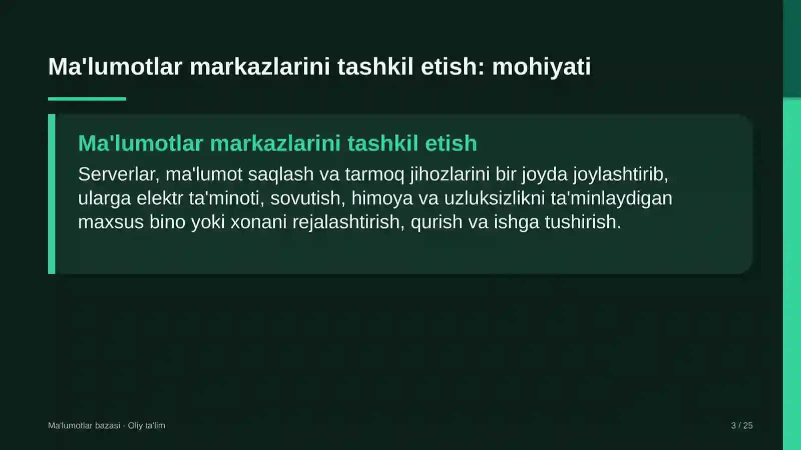 Hosting provayderlarida ma'lumotlar markazlarini tashkil etish 3
