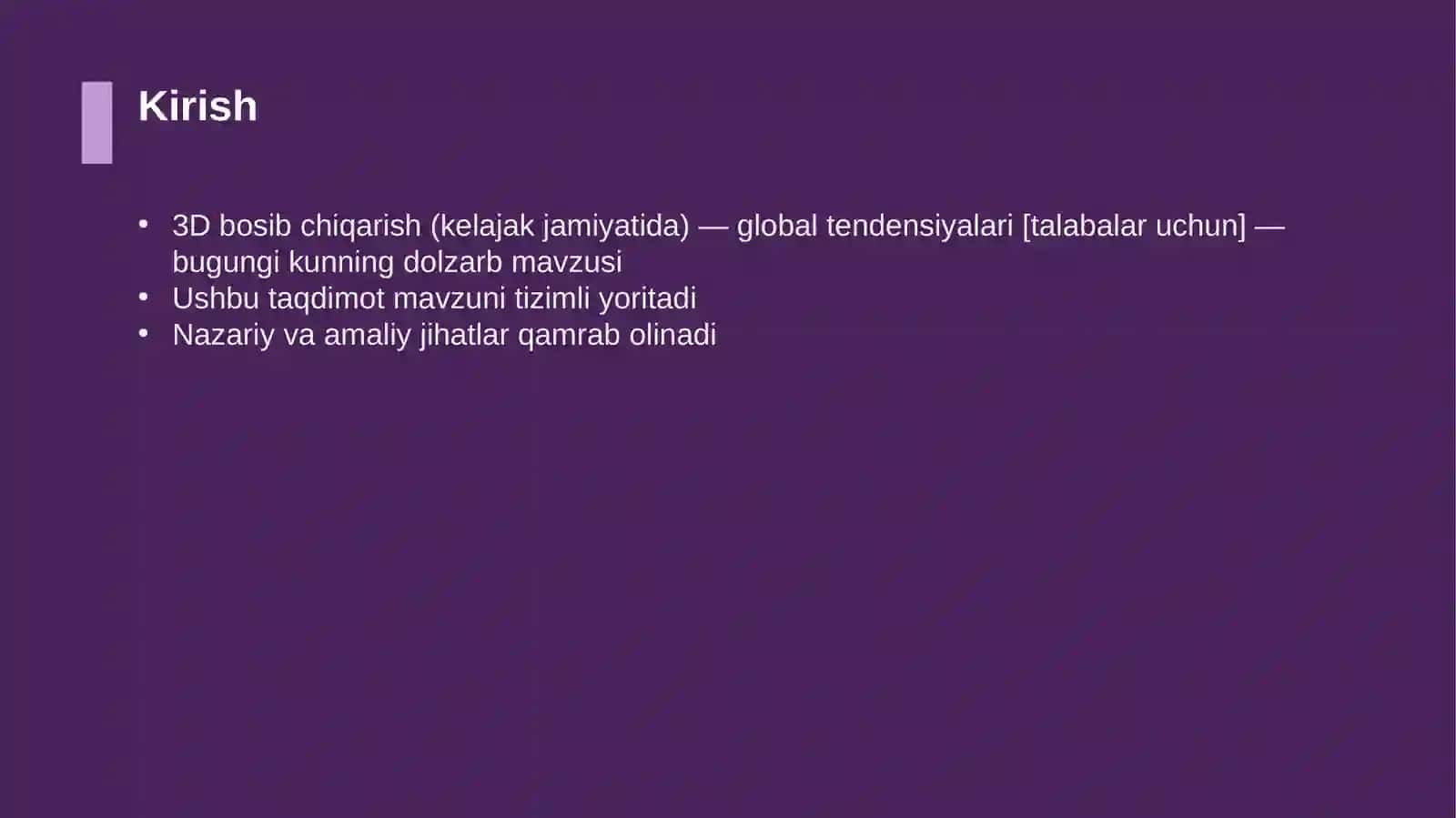 3D bosib chiqarish (kelajak jamiyatida) — global tendensiyalari [talabalar uchun] 3