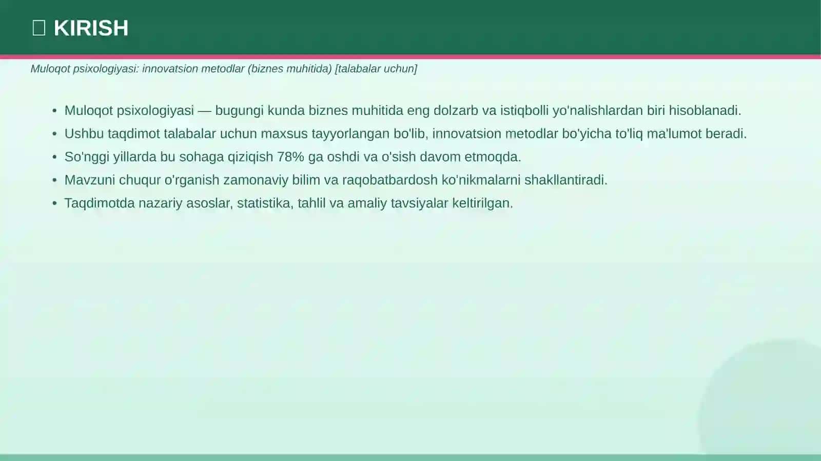 Muloqot Psixologiyasi: Innovatsion metodlar (biznes muhitida) [talabalar uchun] 3