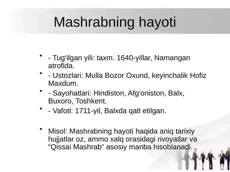 Qissai Mashrab asarining o‘rni 3