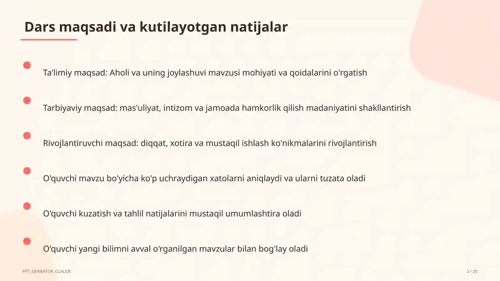 Aholi va uning joylashuvi (6-sinf) 3