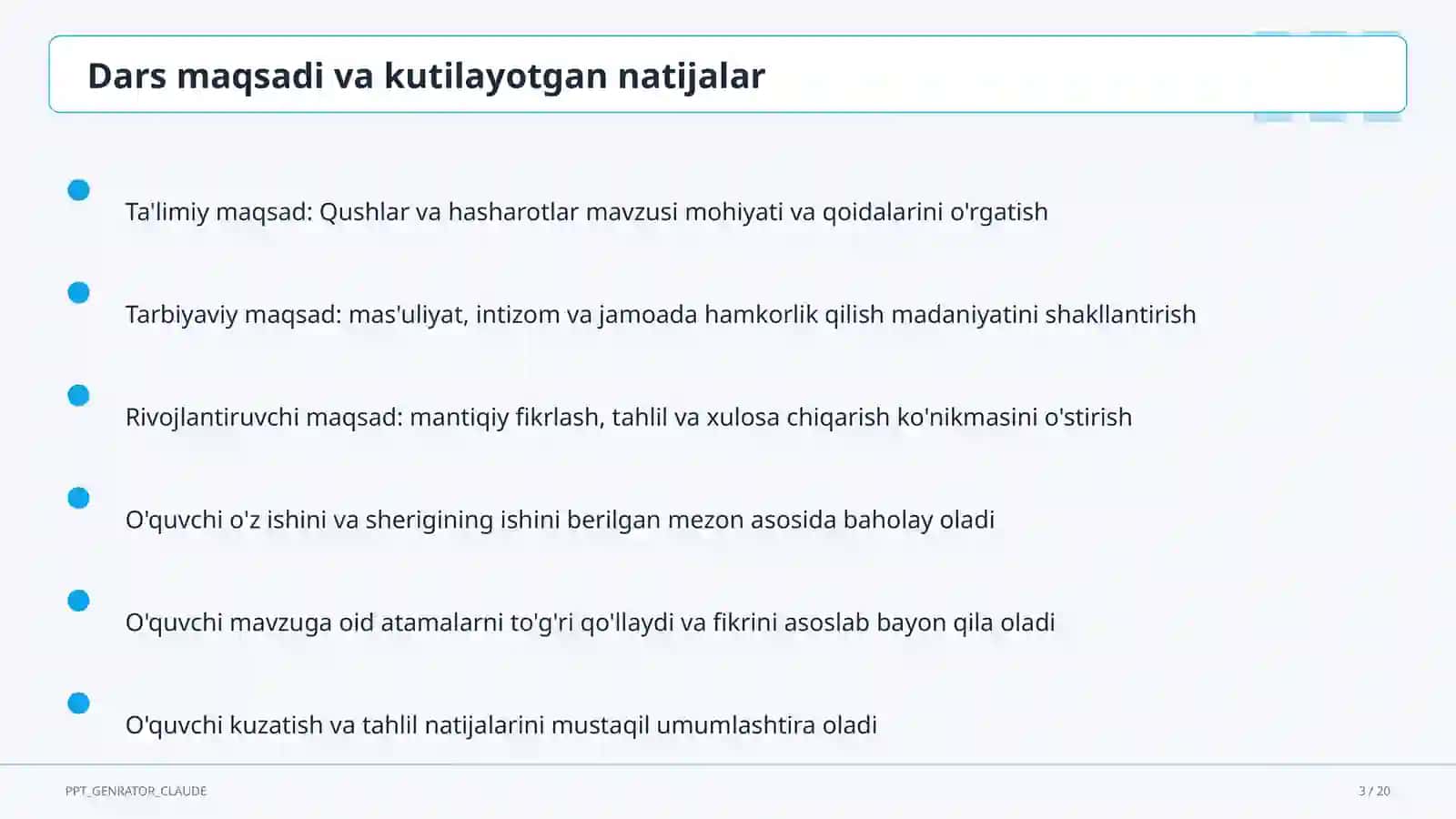 Qushlar va hasharotlar (2-sinf) 3