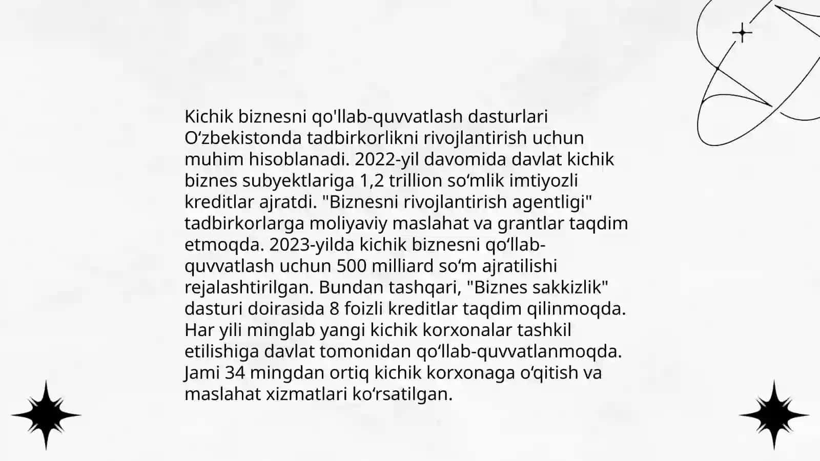 O‘zbekistonda kichik biznes va tadbirkorlikni rivojlantirish istiqbollari 3