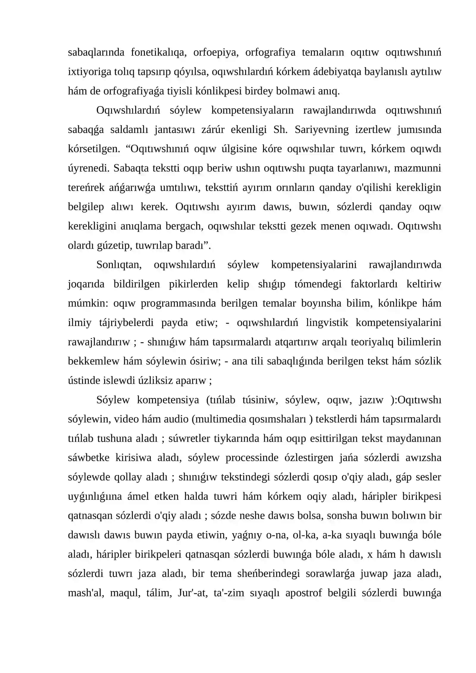 Sóylew kompitenciyası ham lingvistikaliq kompitenciyaǵa qoyılatuǵın talaplar 3