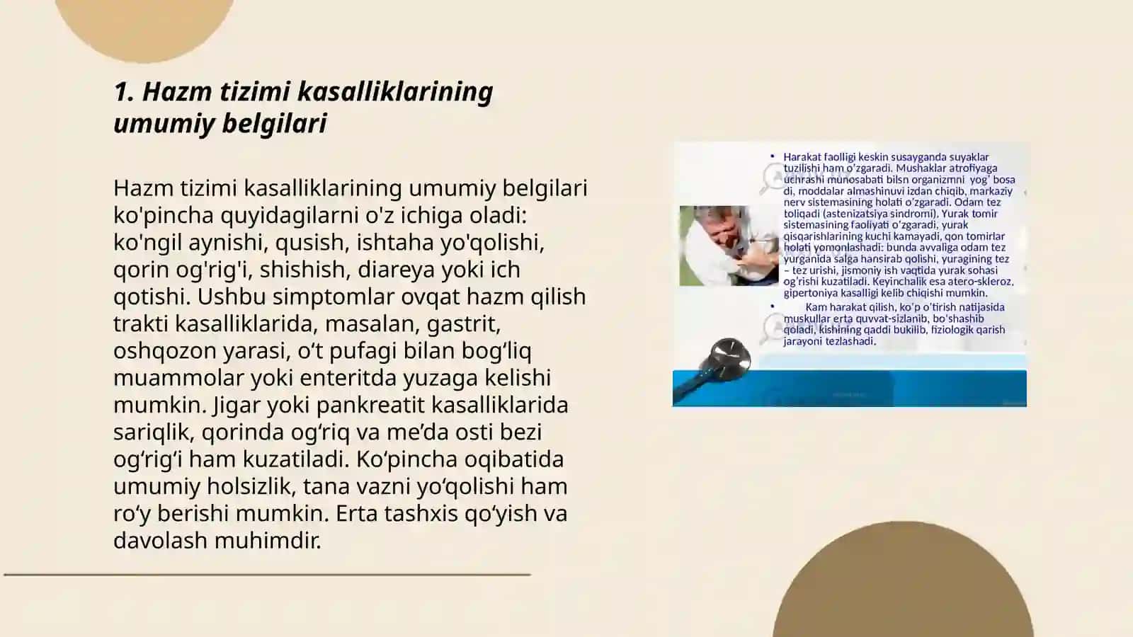 Hazm tizimi kasalligi bor bemorlarni soʻrab surishtirish va tekshirish 3