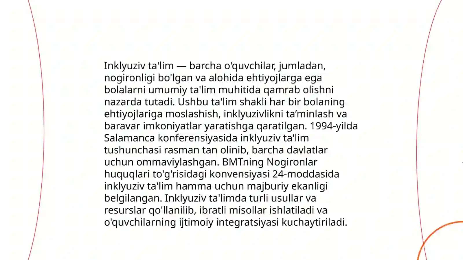 Inklyuziv ta'limning butun jahonda e'tirof etilishining mohiyati va bu ta'limning xamma uchun ochiqligi 3